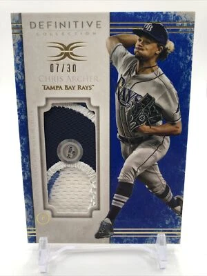 2017 Topps Definitive Collection Jumbo Relic Blue /30 Chris Archer #DJRC-CA - Image 1 of 2