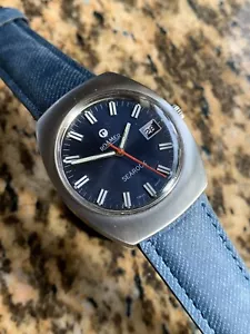 Vintage Roamer Searock blaues Zifferblatt Handaufzug Herrenuhr Swiss Made - Bild 1 von 12