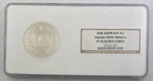 2008 $1 RAM Subscription Coin 1921 Kookaburra Square Penny Silver Proof NGC PF70 - Picture 1 of 4