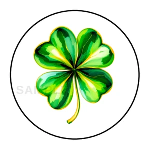 30 St Patricks day shamrock clover envelope seals stickers label tag party favor - Picture 1 of 2