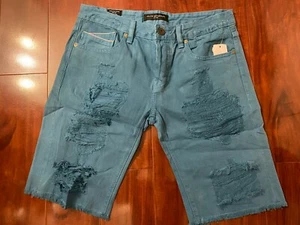 NEU CULT OF INDIVIDUALITY DENIM SHORT REBEL LYON BLAU AUSGEFRANSTER SAUM HERREN GRÖSSE 30 - Bild 1 von 5