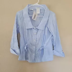Camicia da donna blu Naracamicie Italy taglia 2 large manica lunga fiocchi collo nuova con etichette - Foto 1 di 5