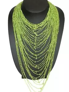 Vendita Collana a strati con gemme di giada verde peridoto 40 fili! 22" - Foto 1 di 4
