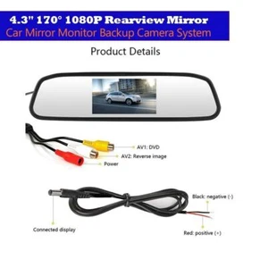 US 4.3" HD LCD Car 12V Rearview Mirror Monitor Backup Camera System Anti-glare - Picture 1 of 7