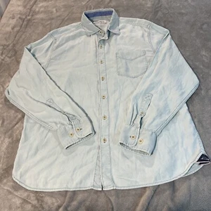 Camisa Tommy Bahama Para Hombre Talla Mediana Relax Lino Azul Manga Larga Exterior Informal - Imagen 1 de 10