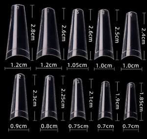 500 Coffin Nail Long Straight Ballerina Half Cover C Curve French False Tips