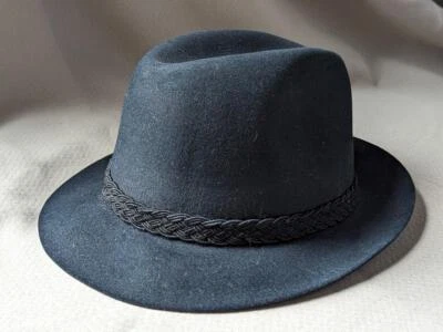 Sombrero fedora vintage STETSON 7 negro IMPERIAL Key Club PIEL FIELTRO acabado definitivo Foto 1 de 4