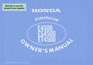 Soft Copy der Bedienungsanleitung für Honda E4500 ES4500 ET4500 Generator - Bild 1 von 4