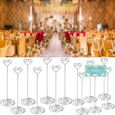 12pcs Heart Pattern Table Number Name Card Holders Photo Stand Note Memo Clip