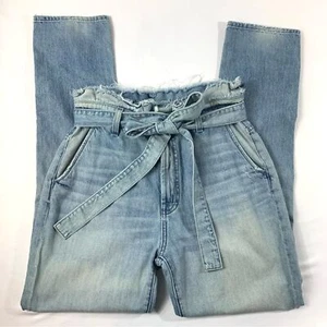 7 For All Mankind Paperbag Jeans Gürtel Taille ausgefranster Stil - Bild 1 von 8