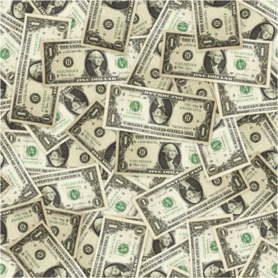 Paquete de billetes de un dólar con impresión digital David Textiles tela de algodón por yarda Foto 1 de 2