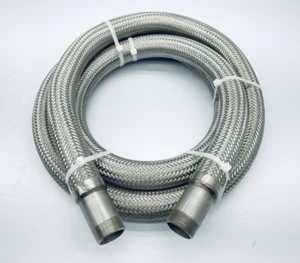 12FT GEFLOCHTENER FLEXIBLER EDELSTAHLSCHLAUCH 1-1/2 ZOLL MNPT GESCHWEISSTE GEWINDEENDEN - Bild 1 von 10