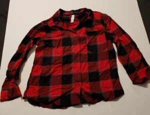 Stars Above M Red & Black Buffalo Plaid Flannel Pajama Top - Picture 1 of 9