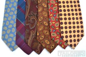 LOT of 6 - PAUL STUART Colorful Paisely Check Geometric Silk Luxury Tie Ties