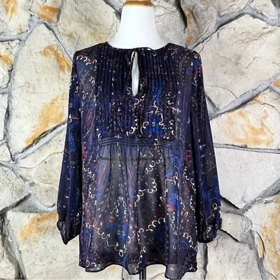 Joie Vandrea Silk Peasant Blouse Violet Paisley | M - Image 1 of 4