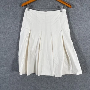 Veronika Maine Skirt Womens 6 Off White Flared Pleated Office Career Formal Z220 - Picture 1 of 12