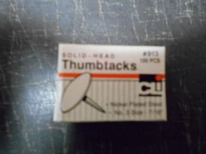 Thumb Tacks Nickle Plated Steel No. 3 Size 7/16" 100 Pieces - Picture 1 of 2
