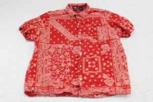Polo Ralph Lauren Hombres Bandana Camisa Estampado Paisley Manga Corta Lino XL - Imagen 1 de 14