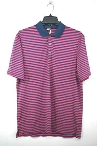 Adidas Mens Pink Striped 1/4 Button Short Sleeve Athletic Golf Split Hem Polo M - Picture 1 of 7