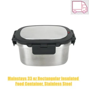 Mainstays 33 oz Rectangular Insulated Food Container, Stainless Steel - Picture 1 of 9
