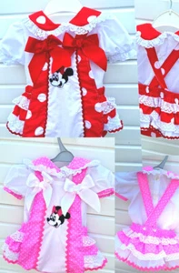 DREAM 0-6 years BABY GIRLSMINNE MOUSE BLOUSE AND FRILLY BUM ROMPER RED OR PINK - Picture 1 of 10