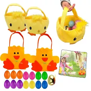 Easter Chick Basket with Fillable Eggs, Candy Treat Bucket for Kids & Gifts UK - Picture 1 of 79