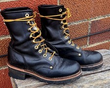 Georgia Boots Mens 8" Black Leather Loggers Rugged Work Boots Size  6 1/2 M