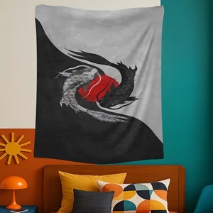 Yin Yang Wall Art, Koi Fish Tapestry, Zen Wall Hanging, Japanese Decor - Picture 1 of 9