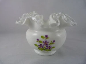 Vintage Fenton Violet In The Snow Silver Crest Vase Hand Painted, VGC #348 - Picture 1 of 15
