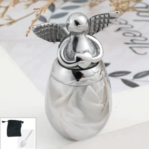 Alas de ángel plateadas recuerdo cenizas urna cremación cenizas conmemorativas metal pequeño grande - Imagen 1 de 17