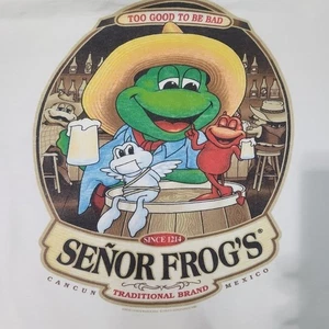 Camiseta De Colección Senor Frogs Hombre Grande Blanca Demasiado Buena Para Ser Malo Cancún México - Imagen 1 de 18
