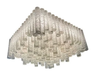 60er 70er Jahre Kronleuchter Deckenlampe von Doria Leuchten Germany Ice Glas - Picture 1 of 13