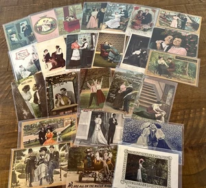 LOT of 25 ~Romance~Lovers~Men~Women~Romantic Couples~Early 1900's~POSTCARDS~j71 - Picture 1 of 3