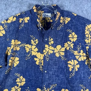 Reyn Spooner Shirt Mens Size 3XL Blue Hawaiian Short Sleeve Floral Reverse Print - Picture 1 of 13