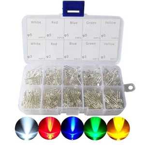 300 Stück LED Dioden Sortiment 3mm und 5mm Leuchtdioden Rot Gelb Blau Grün Weiß - Bild 1 von 3