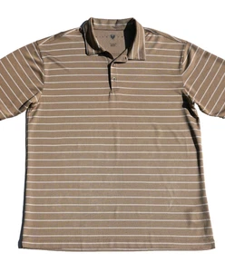 Nike Golf Shirt Mens XL Brown White Stripe Activewear Performance Lightweight  - Picture 1 of 6