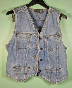 Vintage 90er Damen Liz Claiborne Liz Wear Denim Weste Größe Medium Knopf - Bild 1 von 5