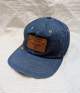 70s Levi's Denim Cap Leather Patch Vintage Trucker Hat USA Made - Picture 1 of 7