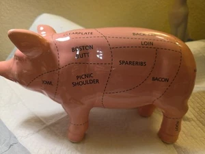 Large Ceramic Statue Pink Pig Swine Pork Butcher Chart Farmhouse 12” X 7” X 4” - Picture 1 of 11
