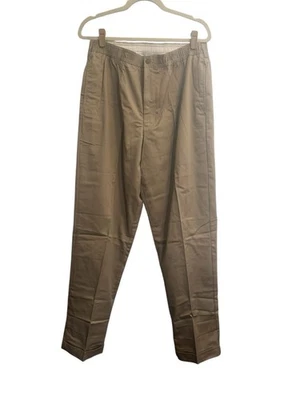 Lands End Mens Tag 36 (36Wx34L) Elastic Waist Cuffed Khaki Chino Pants #5108 - Image 1 of 4