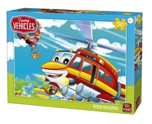KNG05519 - King Puzzle Funny Vehicles 50 Pc - Rescue Helicopter - Picture 1 of 1
