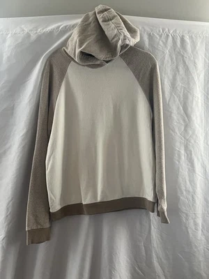Saks Fifth Avenue Hoodie Women's M Modern Fit Beige By Knit Cotton Italy Made - Image 1 of 4