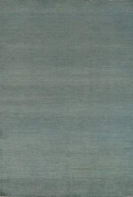 Light Blue Modern Oriental Rug 5x7 Wool Hand-made Contemporary Solid Carpet - Image 1 of 4