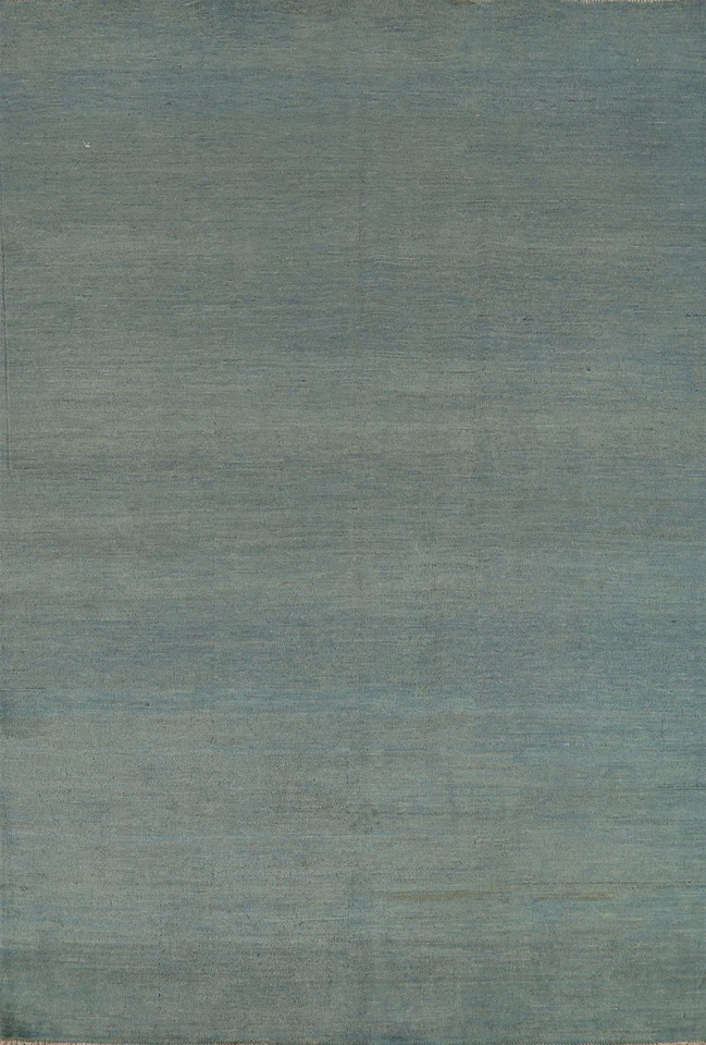Light Blue Modern Oriental Rug 5x7 Wool Hand-made Contemporary Solid Carpet - Image 1 of 4