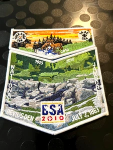 OA TUCKAHOE LODGE 386 1910-2010 100th ANN WHITE BORDER DEVIL'S DEN TWO PIECE SET - Bild 1 von 1