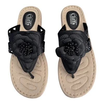 Sandalias de montaña Cliffs blancas para mujer 9M negras florales tanga Cynthia Foto 1 de 4