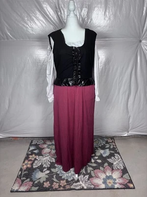 Vestido Disfraz Pirata Mujer Taberna Renacimiento Talla Grande 18/20 Rojo Negro Foto 1 de 4