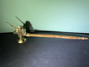 Antik Vintage Einhorn Messing Kerze Schnuller Holzgriff gestempelt 626 12 cm - Bild 1 von 7
