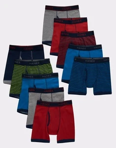 Hanes Boys Boxer Briefs 10-Pack Comfort Flex Fit Tagless Assorted Colors sz S-XL - Picture 1 of 5