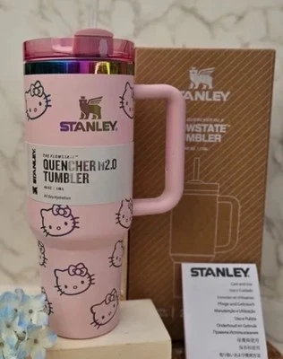 Hello Kitty 40oz Kawaii y2k Cup Tumbler Laser Engraved Graphics Light Pink NEW - Image 1 of 4
